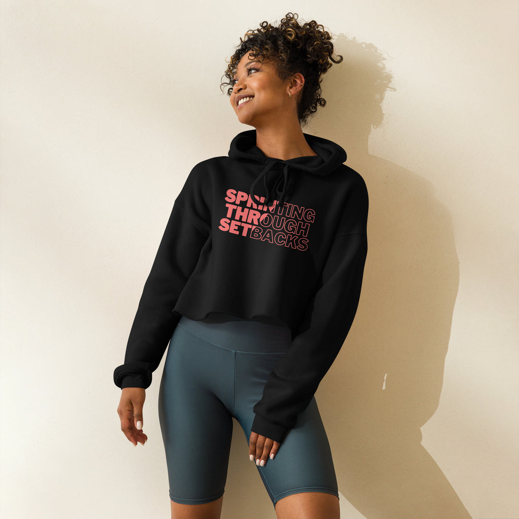 Sprinting Through Setbacks Crop Hoodie