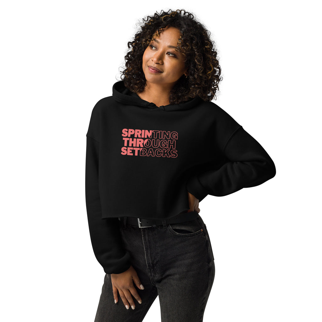 Sprinting Through Setbacks Crop Hoodie