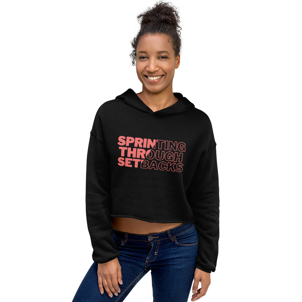 Sprinting Through Setbacks Crop Hoodie
