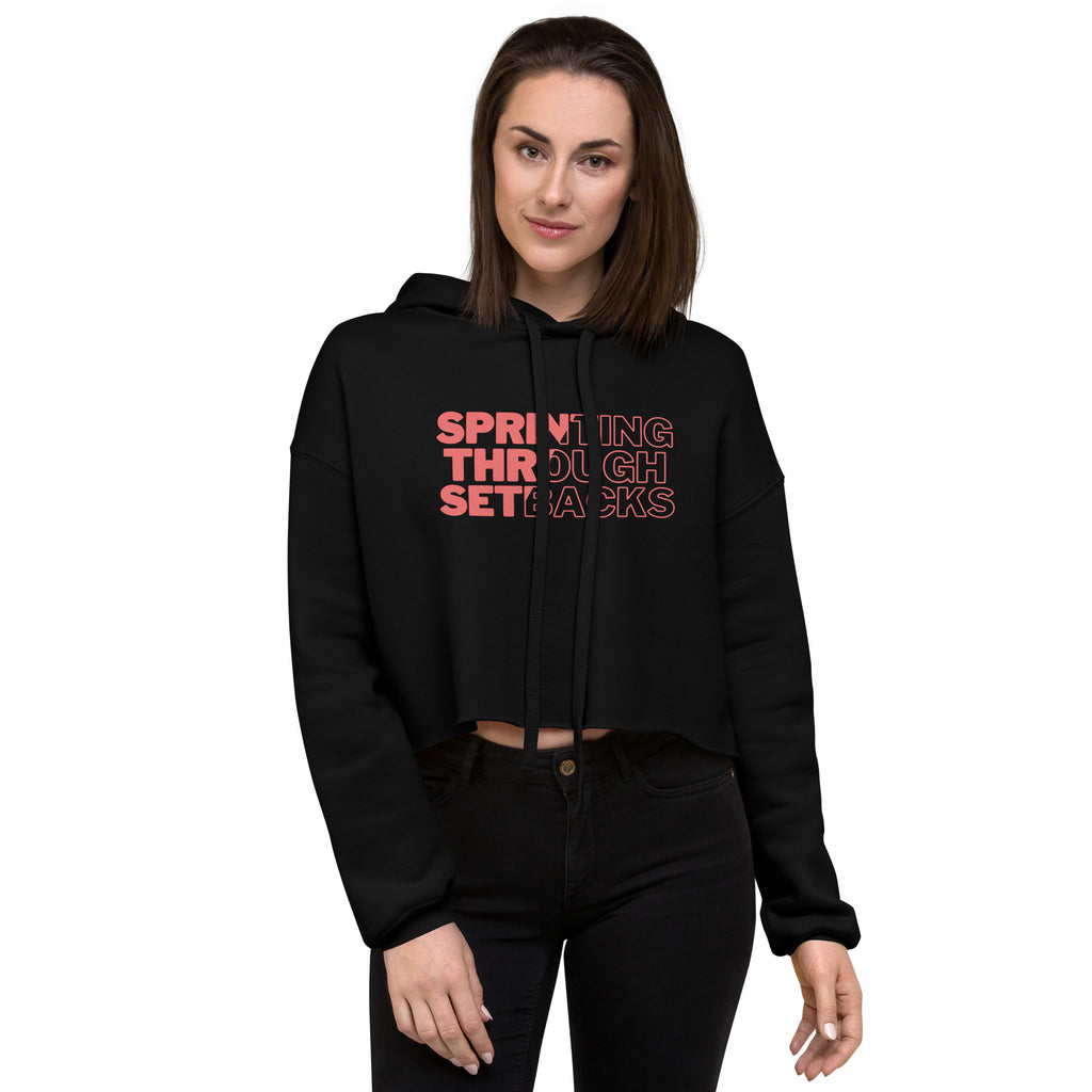 Sprinting Through Setbacks Crop Hoodie